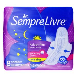 Absorvente Sempre Livre Adapt Plus Noite e Dia Cobertura Suave com 8 Unid