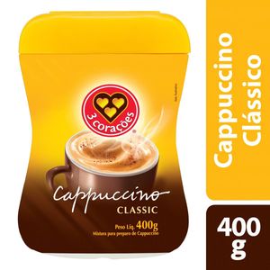 Cappuccino Solúvel 3 Corações Classic Pote 400g