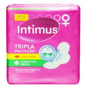 Absorvente Intimus Cobertura Seca com Abas Tripla Proteção com 8 Unid