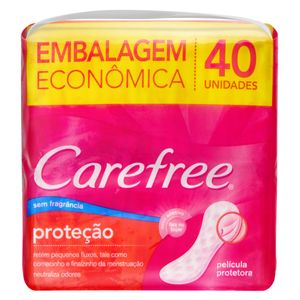 Protetor Diário Carefree s/ Abas s/ Perfume c/ 40 Unid Embalagem Econômica