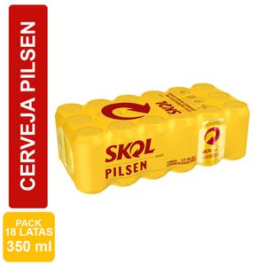 Cerveja Skol Lata 350ml Pack c/ 18 Unid