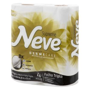 Papel Higiênico Neve Supreme Folha Tripla Neutro 20 Metros com 4 Unidades