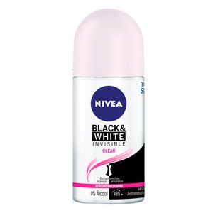 Desodorante Antitranspirante Nivea Invisible for Black & WhiteClear Roll-On Ação Antibac 48h 50ml