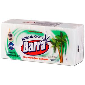 Sabão de Coco Barra 500g c/ 5 Unid 100g Cada