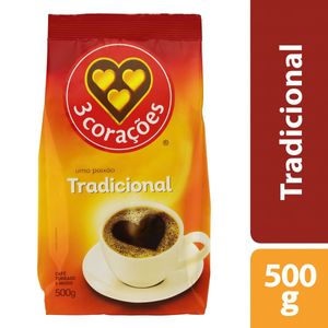 Café Torrado e Moído Tradicional 3 Corações Pacote 500g