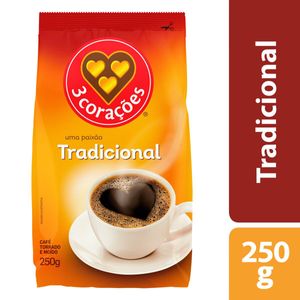 Café Torrado e Moído 3 Corações Tradicional Pacote 250g