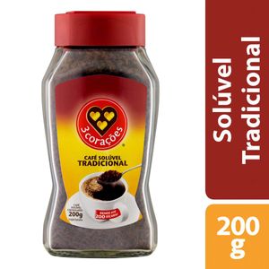 Café Solúvel 3 Corações Tradicional Vidro 200g
