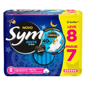 Absorvente Sym Total Proteção Sem Abas Noturno Leve 8 Pague 7