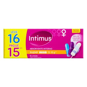 Absorvente Interno Intimus s/ Aplicador Super Leve 16 Pague 15 Unid