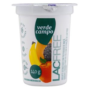 Iogurte Desnatado Verde Campo Lacfree Zero Lactose sem Açúcar Maçã, Banana e Mamão Copo 140g