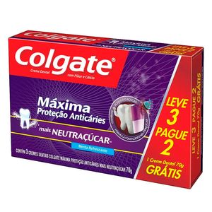 Creme Dental Colgate Máxima Proteção Anticáries Leve c/3 70g