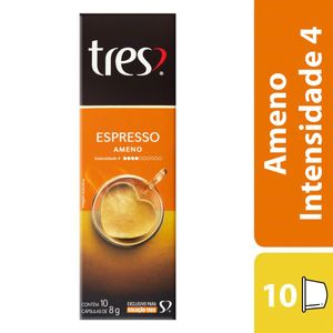 Café em Cápsula 3 Corações Expresso Ameno Torrado e Moído Caixa 80g com 10 Unid