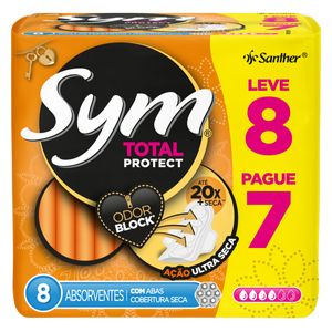 Absorvente Sym c/ Abas Cobertura Seca Total Prot Leve 8 Pague 7
