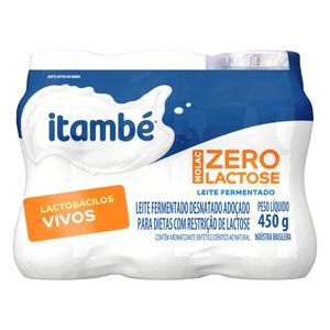 Leite Fermentado Itambé Nolac Adoçado Desnatado Zero Lactose Baunilha 450g c/ 6 Unid