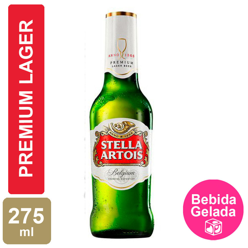 Cerveja Stella Artois Long Neck Gelada 275ml | Bretas Supermercado