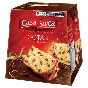 Panettone Casa Suíça c/ Gotas de Chocolate ao Leite Caixa 400g