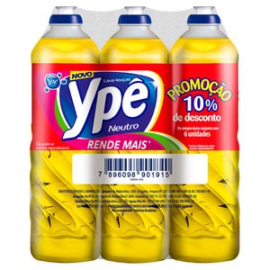 Detergente Ypê Neutro 500ml c/ 6 Unid 10% de Desconto