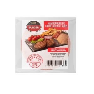 Hambúrguer Fast Burger Carne Bovina e Aves 56g