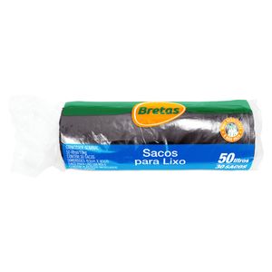 Saco p/ Lixo Bretas Rol Preto 50 Litros c/ 30 Unid