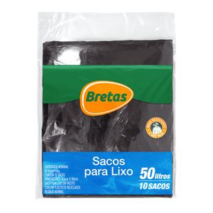 Saco p/ Lixo Bretas Almof Preto 50 Litros c/ 10 Unid