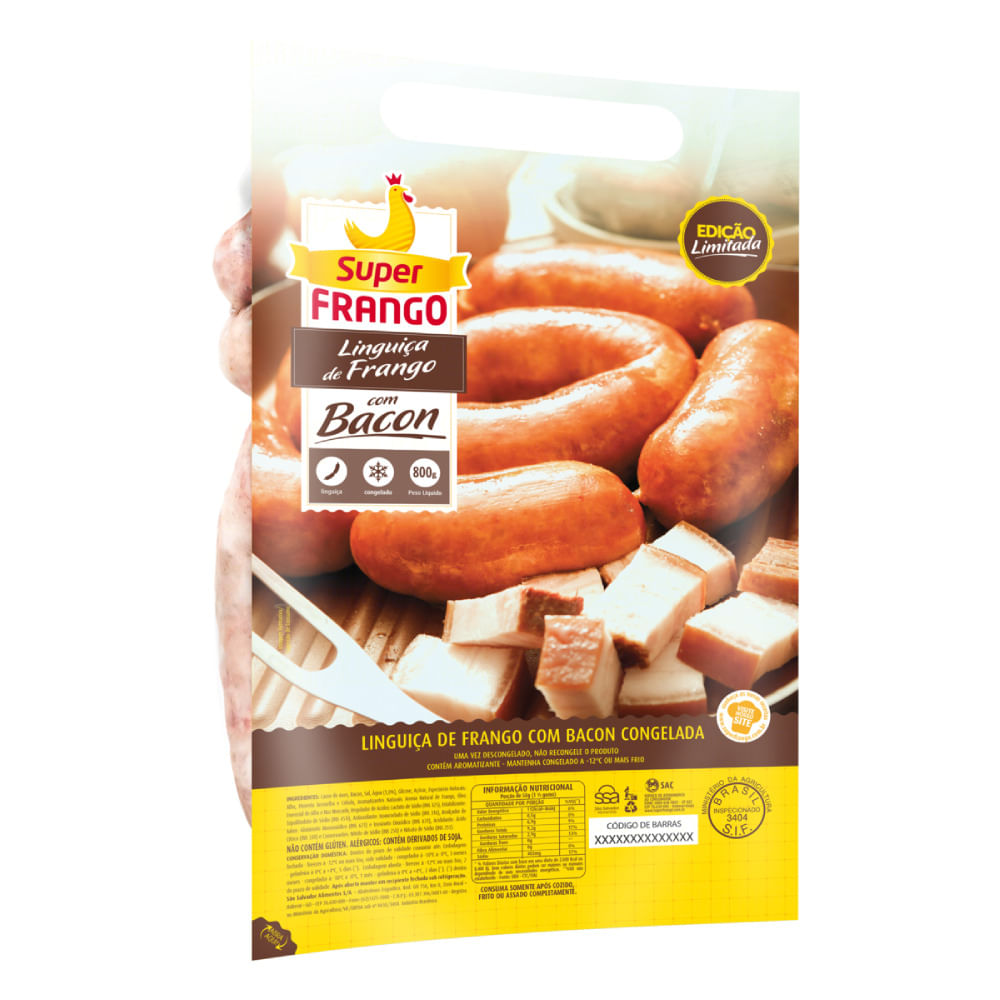Linguiça de Frango com Bacon Super Frango Congelada 800g | Bretas ...
