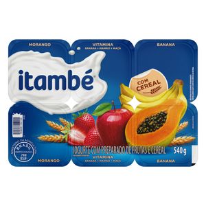 Iogurte Parcialmente Desnatado Itambé Morango + Vitamina + Banana Bandeja 510g com 6 Unidades