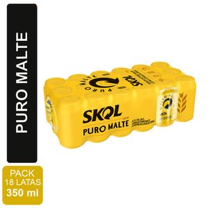Cerveja Skol Puro Malte 350ml Pack c/ 18 Unid