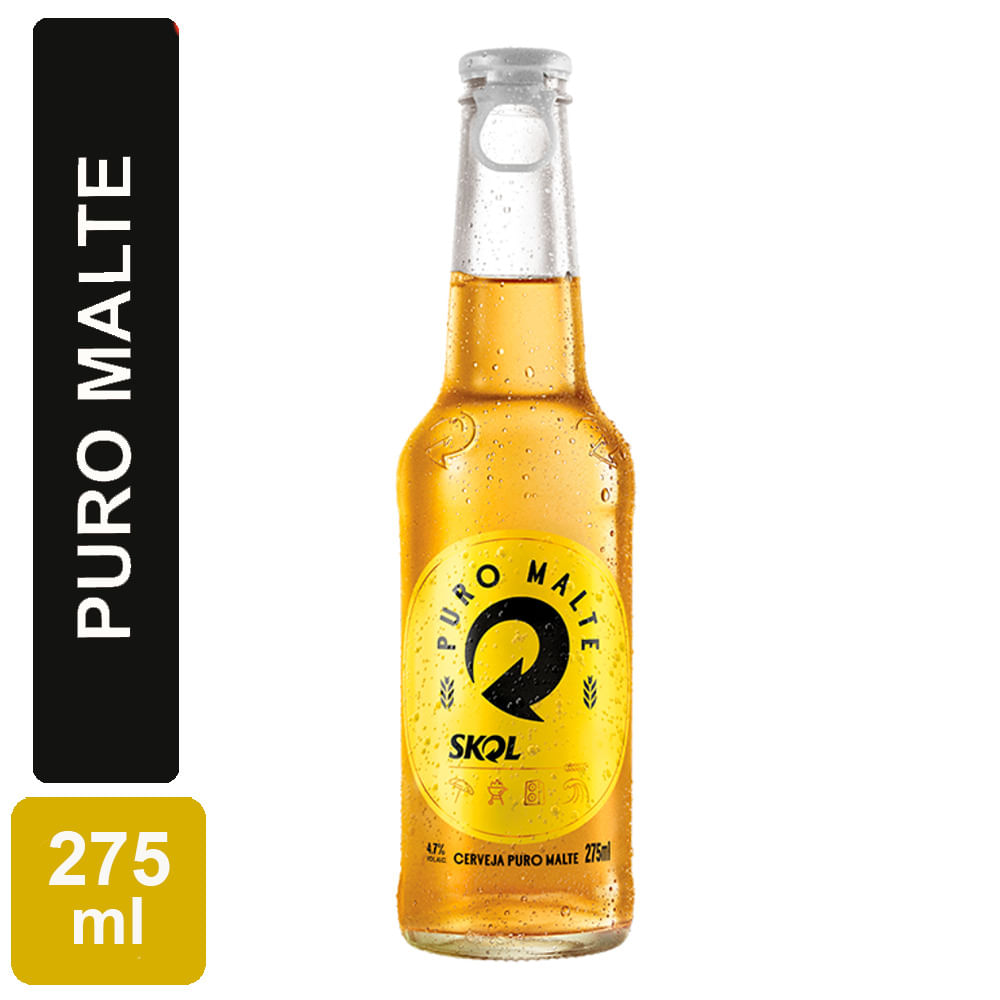 Cerveja Skol Puro Malte Long Neck 275ml | Bretas Supermercado