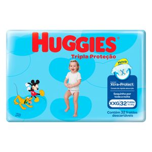 Fralda Descartável Huggies Tripla Proteção Xtra-Protect XXG 14 a 18Kg c/ 32 Unid