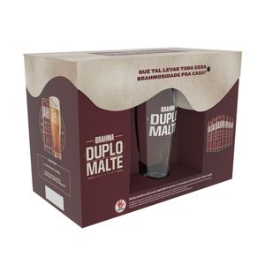 Kit Cerveja Brahma Duplo Malte 350ml c/ 6 Latas + 1 Copo