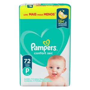 Fralda Descartável Pampers Confort Sec P com 72 Unid Leve + Pague -