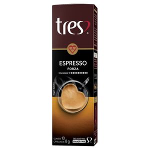 Café em Cápsula Tres Torrado e Moído Espresso Forza Caixa 80g c/ 10 Unid