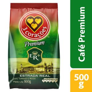 Café Torrado e Moído 3 Corações Estrada Real Premium Pacote 500g