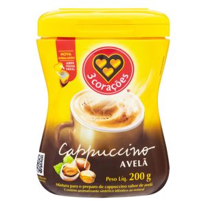 Cappuccino Solúvel 3 Corações Avelã Pote 200g