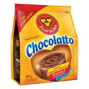 Achocolatado em Pó 3 Corações Chocolatto Pacote 560g