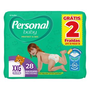 Fralda Descartável Personal Baby Protect & Sec XXG Leve 28 Pague 26 Unid