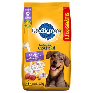 Alimento p/ Cães Pedigree Nutrição Essencial Adultos 9+ Carne ao Leite Pacote 10.1kg Grátis 1.1kg