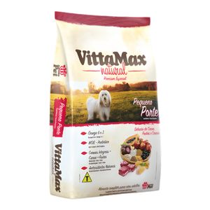 Ração p/ Cão Vittamax Natural Pequeno Porte Seleção de Carne, Frutas e Cereais 1Kg