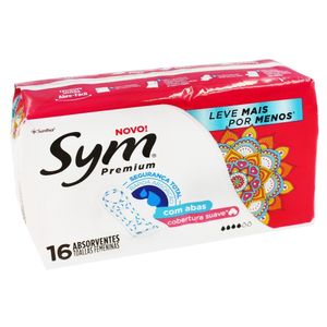 Absorvente Sym Suave c/ Abas Premium c/ 16 Unid Leve + Pague -