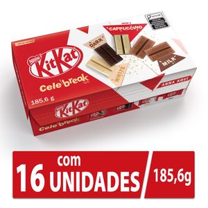 Wafer Kitkat Cele Break White, Dark, Cappuccino e Milk 185.6g c/ 16 Unid