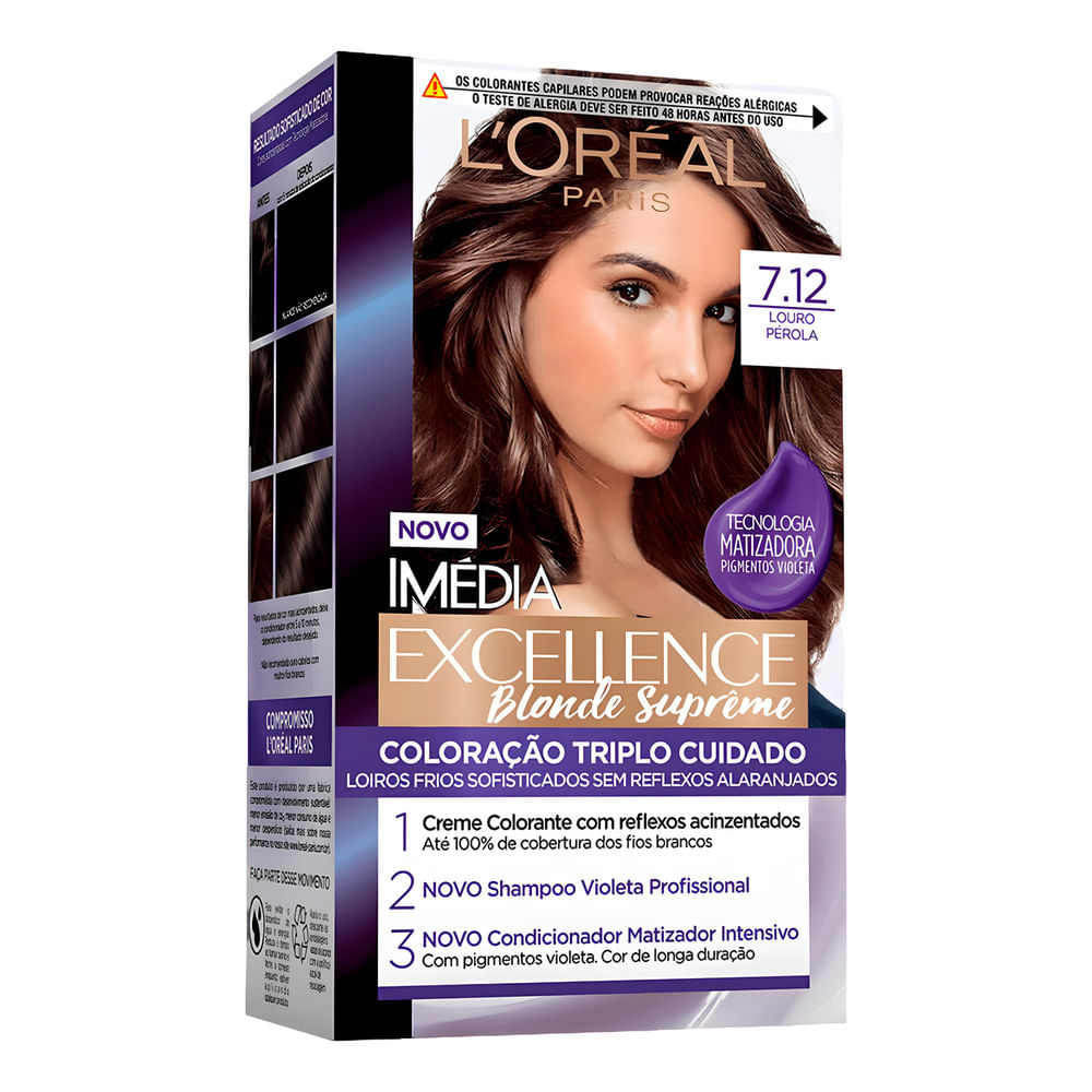 Coloração Loreal Imédia Excellence Louro Pérola 7.12 