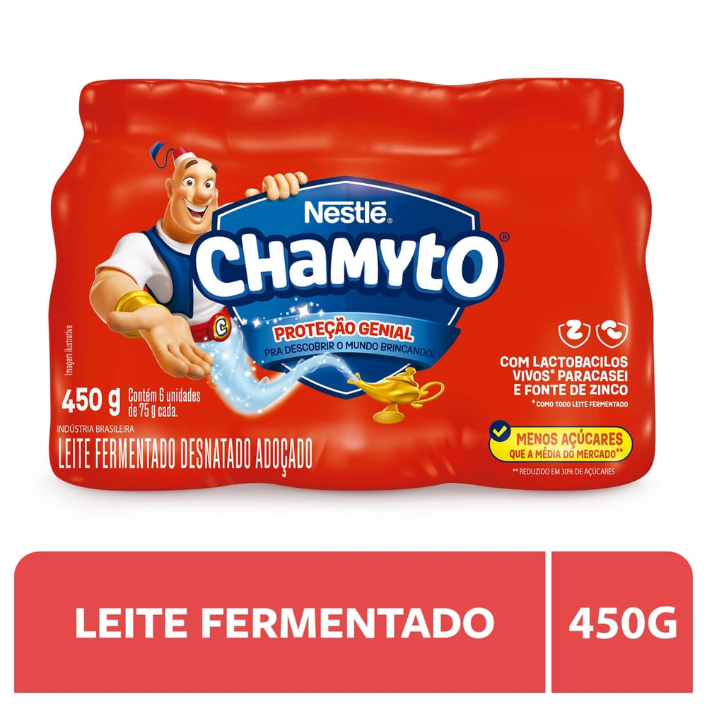 Leite Fermentado Desnatado Chamyto 450g com 6 Unidades | Bretas ...