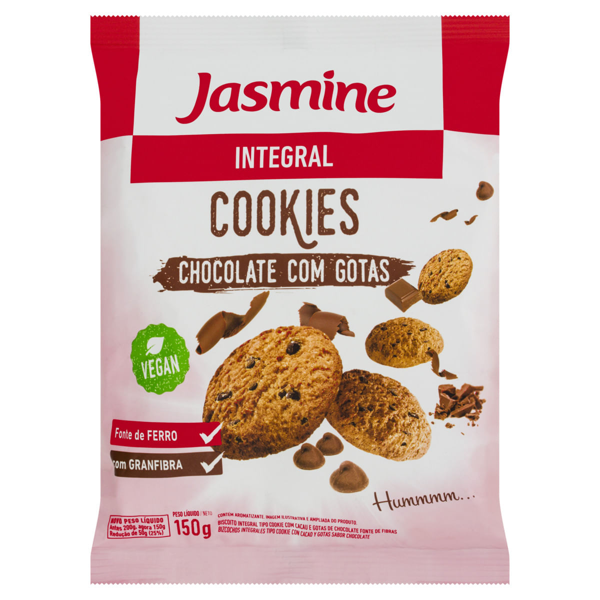 Biscoito Cookies Integral Jasmine Vegano Chocolate 120g | Bretas