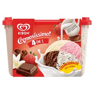 Sorvete Kibon Cremosíssimo Creme/Morango/Chocolate/Flocos Pote 2l