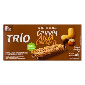 Barra de Cereal Trio Castanha/Avelã/Chocolate c/ 3 Unid 60g