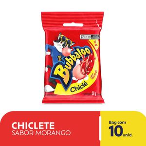 Goma de Mascar Bubbaloo Morango 50g c/ 10 Unid