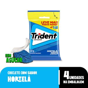 Goma de Mascar Trident Hortelã 32g com 4 Unid Leve + Pague -