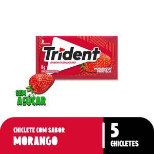 Goma de Mascar Trident sem Açúcar Morango 8g com 5 Unidades