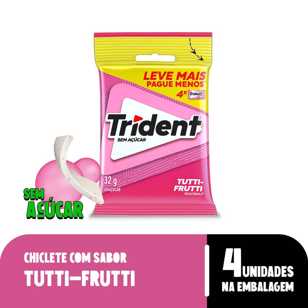 Goma de Mascar Trident Tutti Frutti 32g c/ 4 Unid Leve + Pague