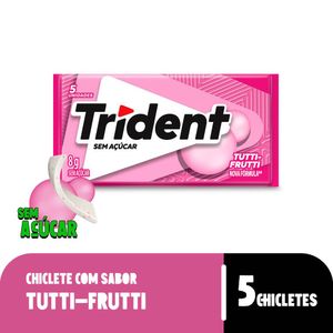 Goma de Mascar Trident sem Açúcar Tutti-Frutti 8g com 5 Unidades